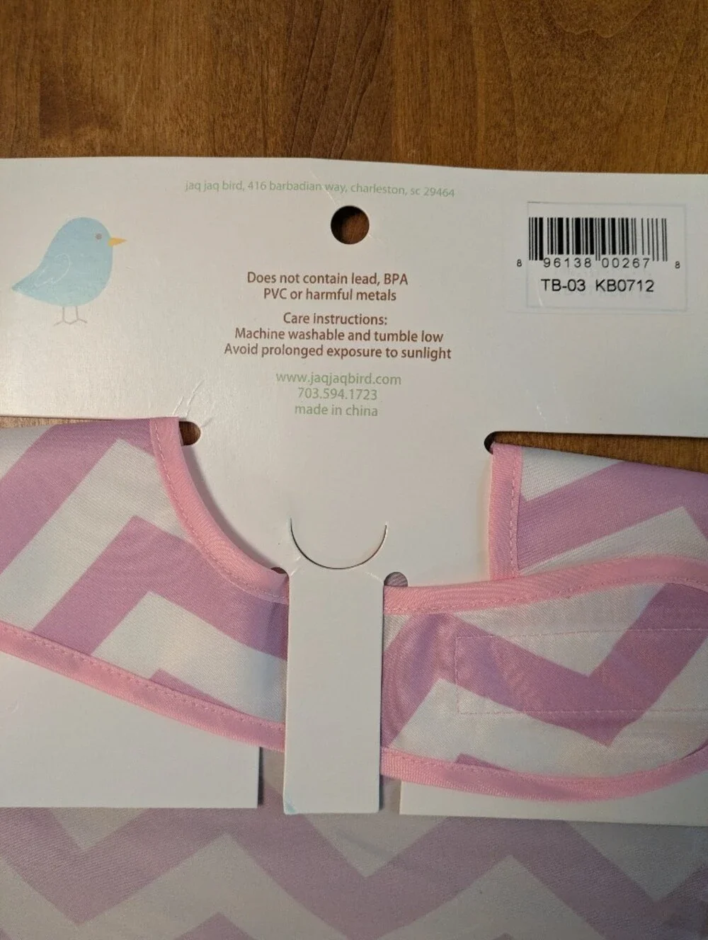 Jaq Jaq Bird Pink Chevron Feeding Bib with Pocket & 3 Perfect Mini Pouches